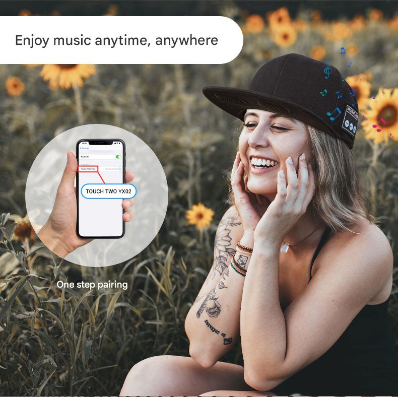 Wireless Bluetooth 5.0 Music Hat – Outdoor Speaker Cap with Mic, Sun Protection & Breathable Fabric – Navy Blue