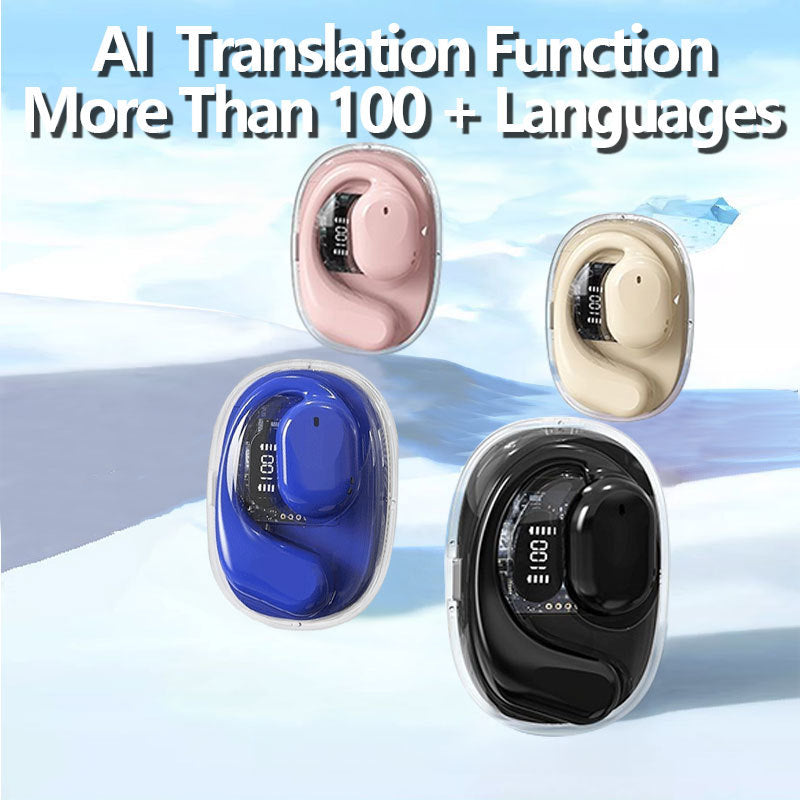 OWS Open-Ear TWS Earbuds with AI Translation – Bluetooth 5.4, 360° ACS Surround Sound, LED Display Charging Case – Black