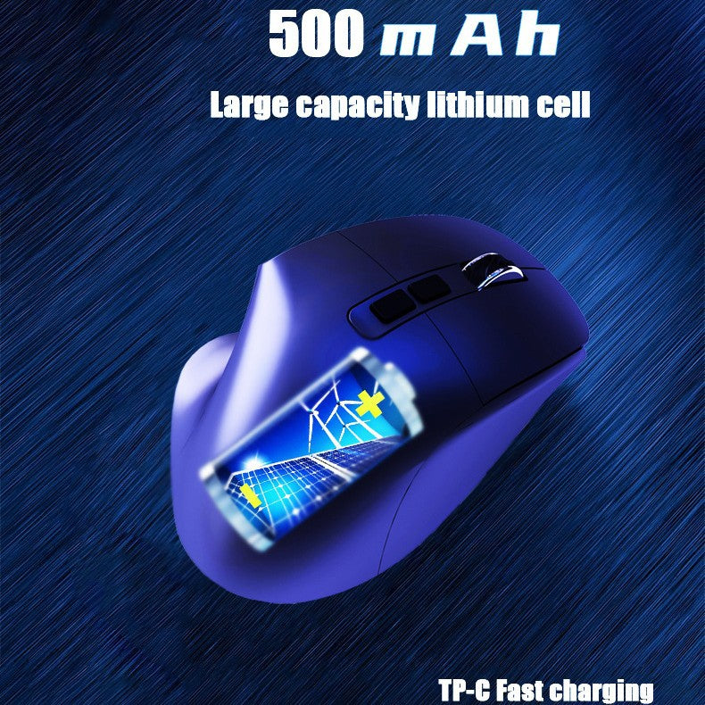 Ergonomic Vertical Wireless Mouse – Dual Mode (2.4G + Bluetooth), RGB Lighting, Rechargeable 500mAh – Gray