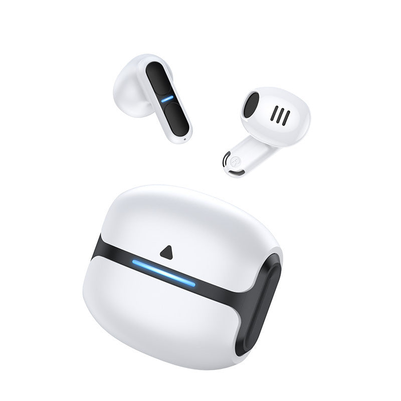 TWS Bluetooth 5.3 Wireless Earbuds – 13mm Drivers, 21H Battery Life, LED Display Charging Case – White