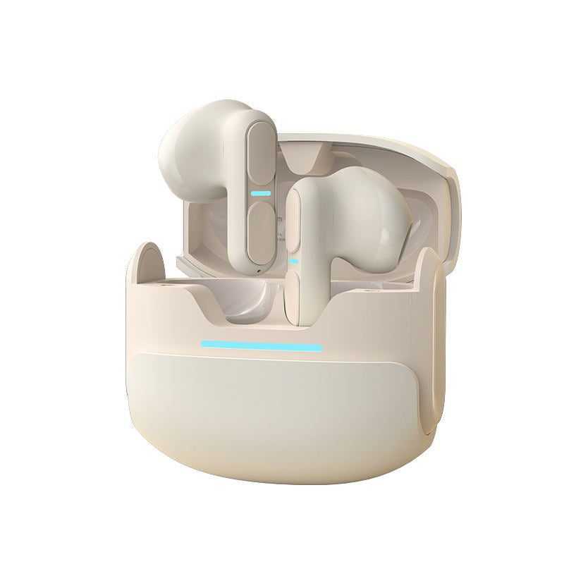 TWS Wireless Earbuds – Bluetooth 5.3 with 13mm Drivers, 21H Battery Life, LED Charging Case – Beige