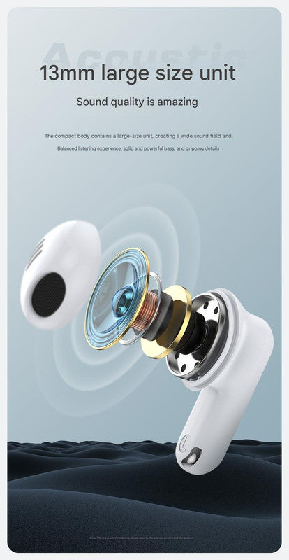 TWS Wireless Earbuds – Bluetooth 5.3 with 13mm Drivers, 21H Battery Life, LED Charging Case – Beige