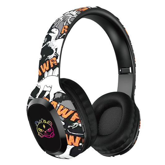 Wireless Over-Ear Headphones with Graffiti Design – Bluetooth 5.3, HiFi Sound, RGB Lighting, 8-Hour Playtime (Black)