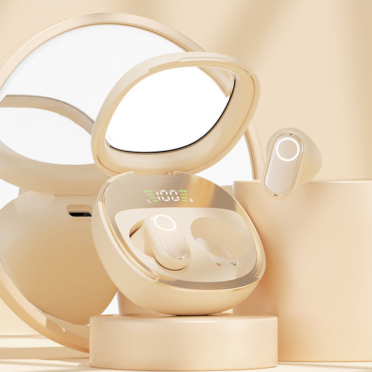 Feather-Light TWS Bluetooth 5.4 Earbuds – Hi-Fi Sound, LED Display Case, 60H+ Playtime, Touch Control – Beige