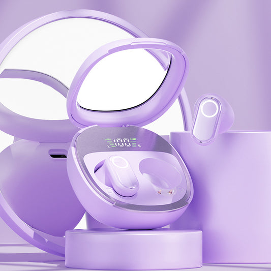 Purple Feather-Light TWS Earbuds – Bluetooth 5.4, Hi-Fi Sound, 60H+ Playtime, LED Display Case, Touch Control