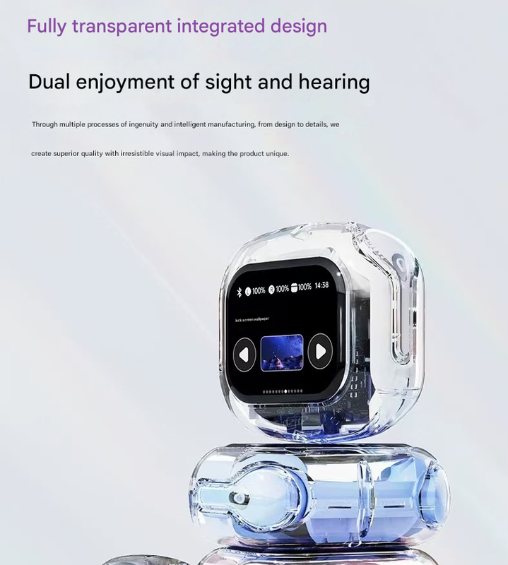 Green Smart TWS Bluetooth 5.4 Earbuds with LCD Touchscreen Charging Case – HiFi Stereo Sound & ENC Noise Cancelling