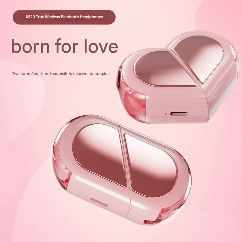 Mini True Wireless Bluetooth 5.3 Earbuds – Heart/Capsule Case, Touch Controls, Auto-Connect – Black