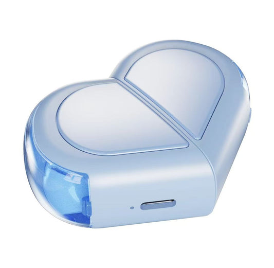 Mini Bluetooth 5.3 True Wireless Earbuds – Capsule Heart Case, Touch Control, Auto-Pairing – Blue