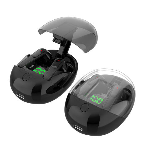 WS Bluetooth 5.3 Earbuds – Pop-Up Lid Charging Case, LED Display, Touch Control, Single/Dual Ear Mode – Black