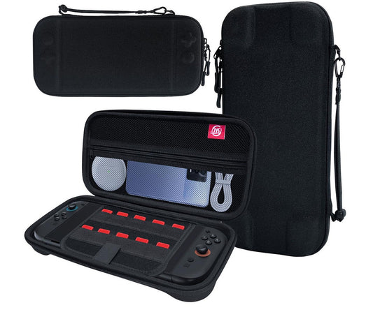 Portable Hard Shell Travel Case for Nintendo Switch/Switch Lite/OLED – Game Card Slots & Accessory Pocket – Black
