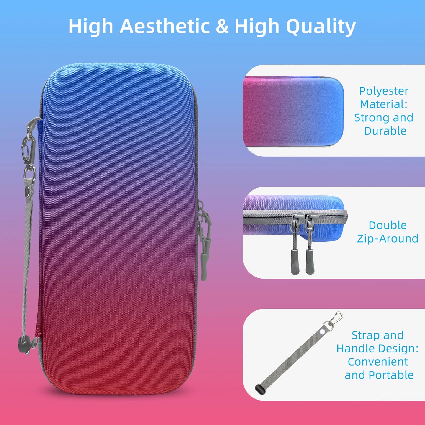 Portable Hard Shell Travel Case for Nintendo Switch/Switch Lite/OLED – Game Card Slots & Accessory Pocket – Black