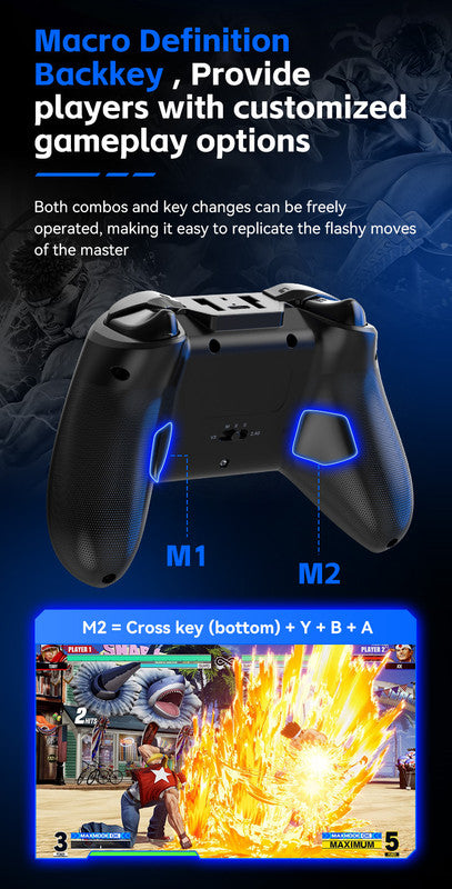 G6 Pro Wireless Gaming Controller – Hall Effect Joysticks, Six-Axis Gyro, Turbo & Macro, Multi-Platform Support – Blue