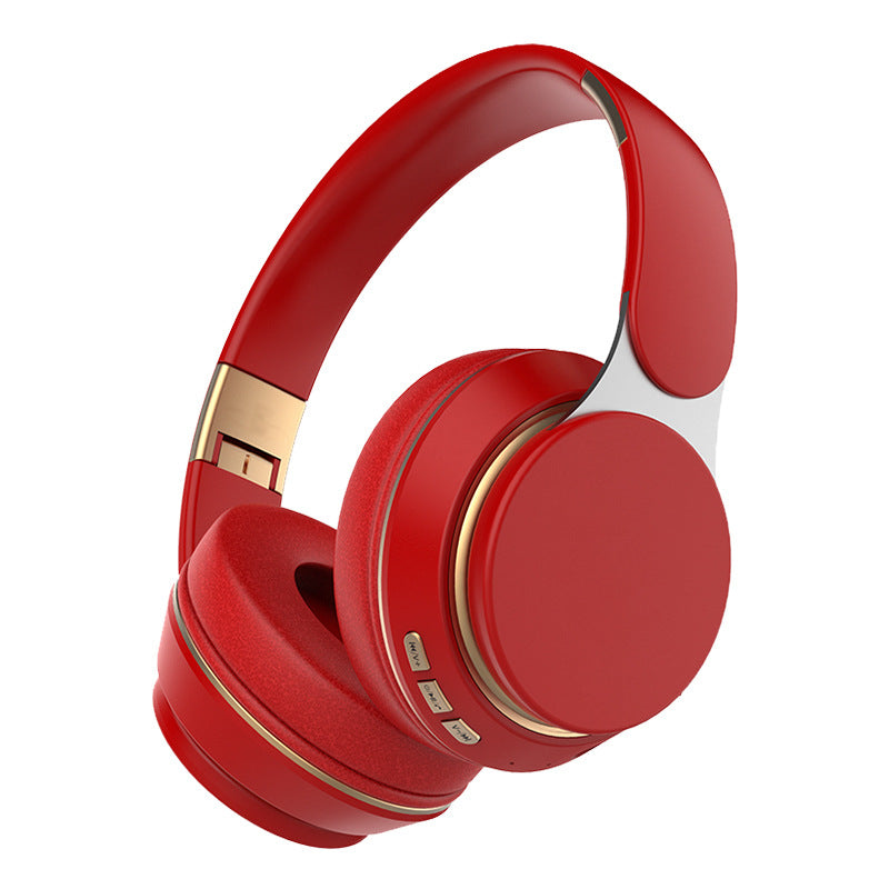 Wireless Bluetooth 5.0 Over-Ear Headphones – HiFi Deep Bass, Foldable Design, 10-Hour Playtime (Red)