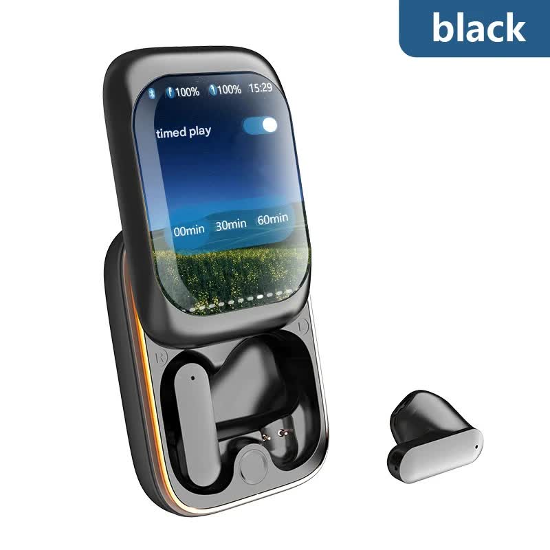TWS Wireless Earbuds with LED Touch Screen Charging Case – Bluetooth 5.3, Hi-Fi Sound, Game Mode & Standalone Music Playback – Black