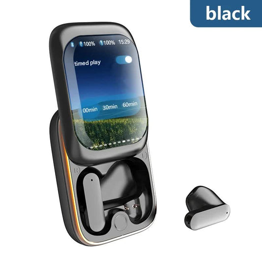 TWS Wireless Earbuds with LED Touch Screen Charging Case – Bluetooth 5.3, Hi-Fi Sound, Game Mode & Standalone Music Playback – Black