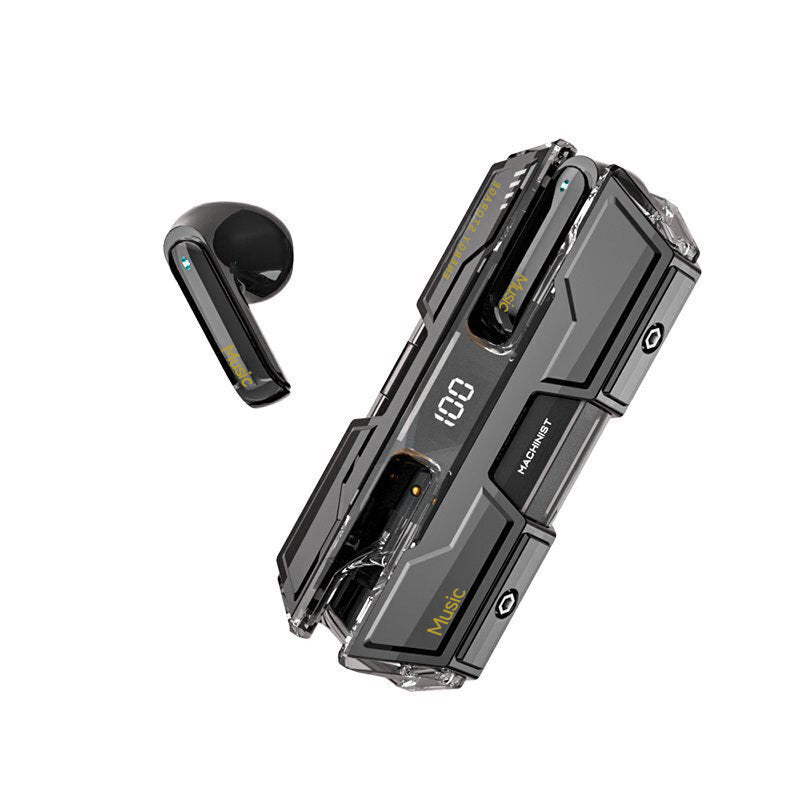 Futuristic TWS Gaming Earbuds – Bluetooth 5.3 Wireless Headphones with Low Latency, Hi-Fi Surround Sound & LED Display – Black
