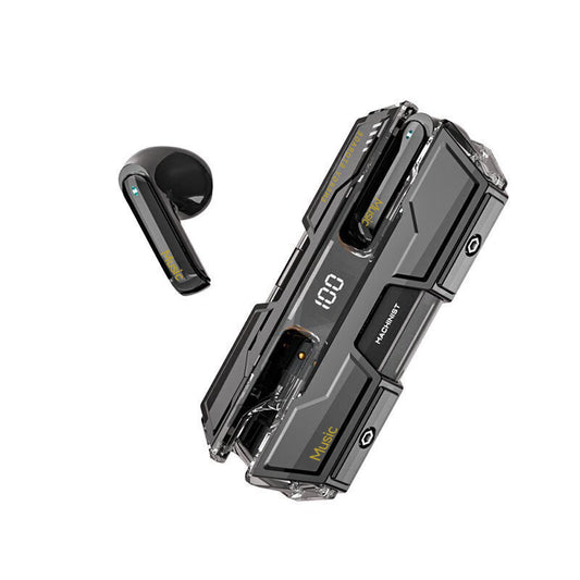 Futuristic TWS Gaming Earbuds – Bluetooth 5.3 Wireless Headphones with Low Latency, Hi-Fi Surround Sound & LED Display – Black