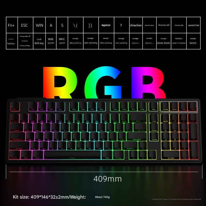 Tri-Mode RGB Mechanical Gaming Keyboard – 102 Keys, Hot-Swappable Switches, 4000mAh Battery, 5-Layer Sound Dampening – Sky Blue on White