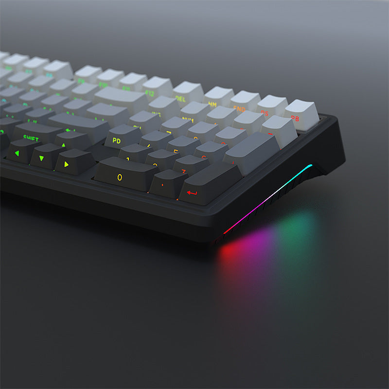 Tri-Mode RGB Mechanical Gaming Keyboard – 102 Keys, Hot-Swappable Switches, 4000mAh Battery, 5-Layer Sound Dampening – Sky Blue on White