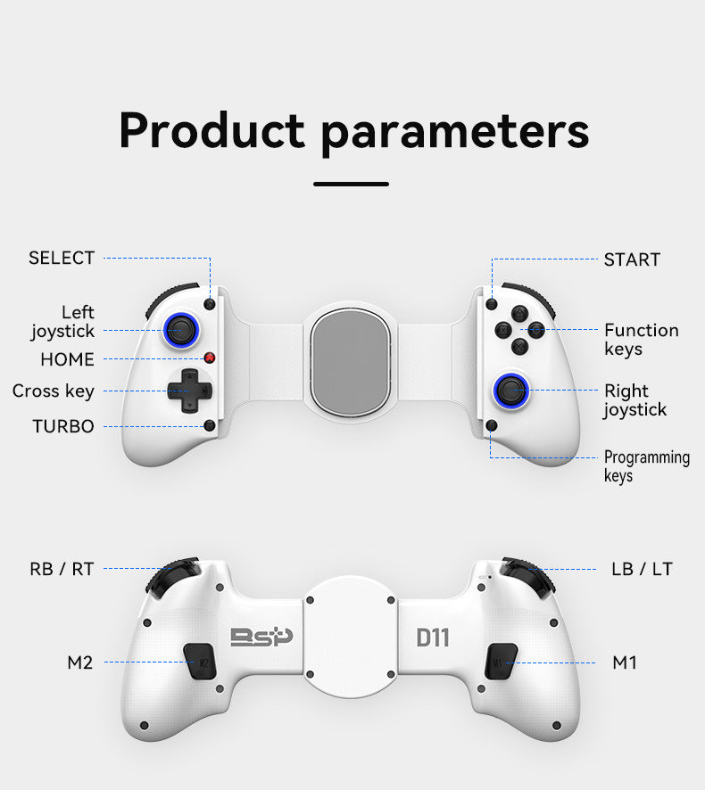 Multi-Platform Telescopic Gaming Controller – Hall Effect Triggers, Esports 3D Joysticks, Macro Programming, Built-in Radiator – Black