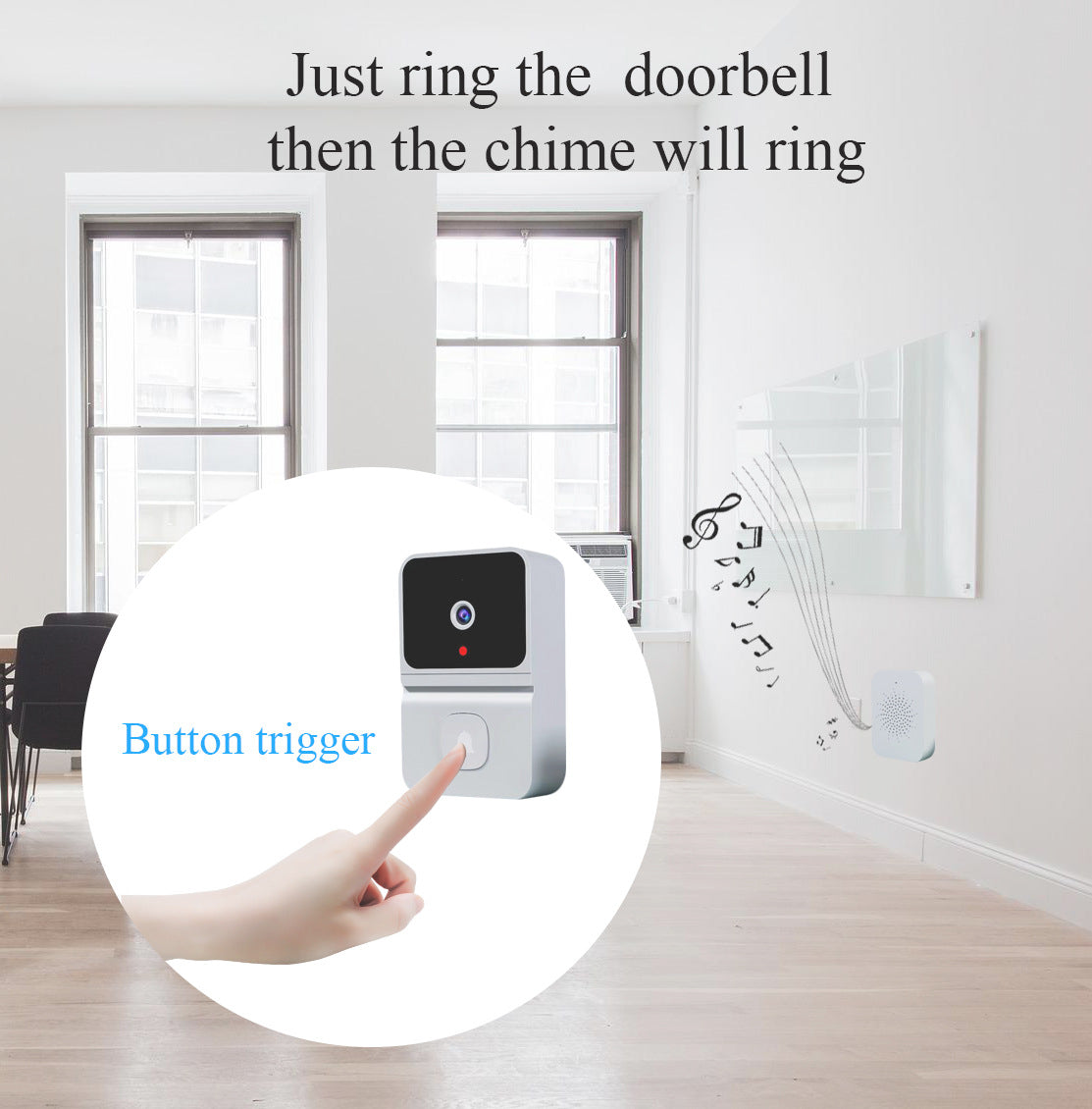Mini Smart Video Doorbell – 480P Wide-Angle Security Camera with Two-Way Audio, Motion Detection & Night Vision – Black