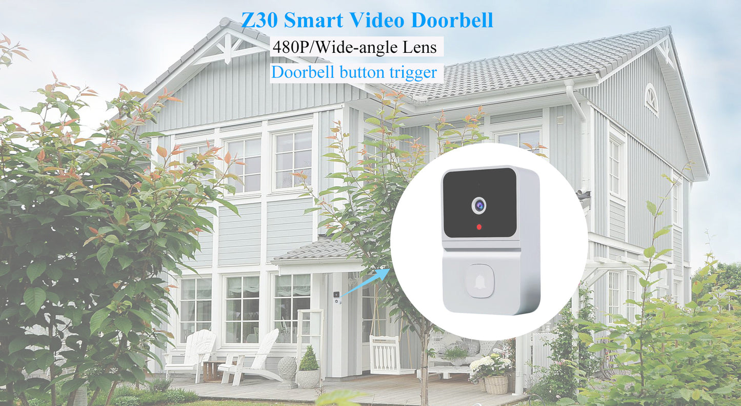 Mini Smart Video Doorbell – 480P Wide-Angle Security Camera with Two-Way Audio, Motion Detection & Night Vision – Black