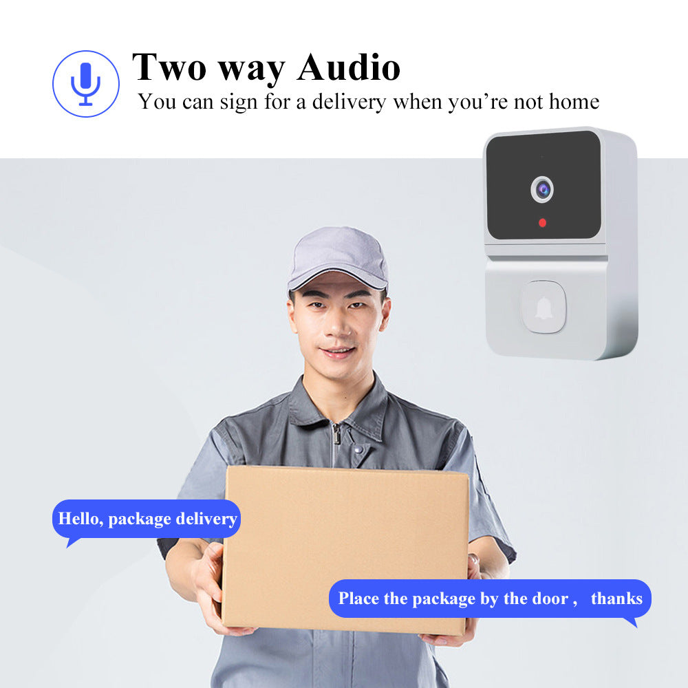 Mini Smart Video Doorbell – 480P Wide-Angle Security Camera with Two-Way Audio, Motion Detection & Night Vision – Black