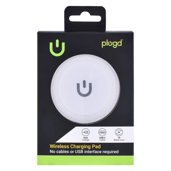 PLUGD 15W USB-C Qi Wireless Charging Pad – Fast Charger for iPhone & Android Devices