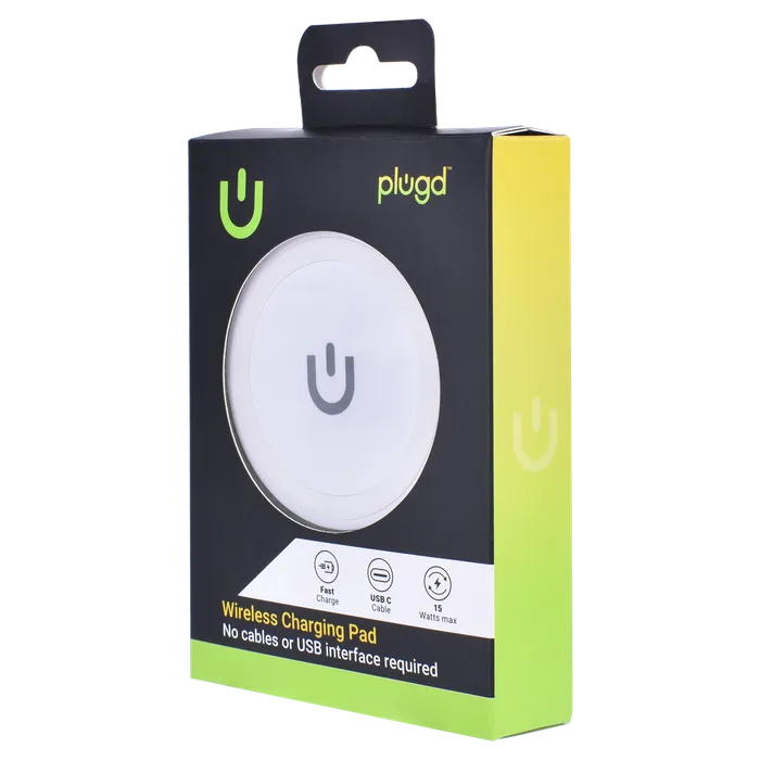 PLUGD 15W USB-C Qi Wireless Charging Pad – Fast Charger for iPhone & Android Devices