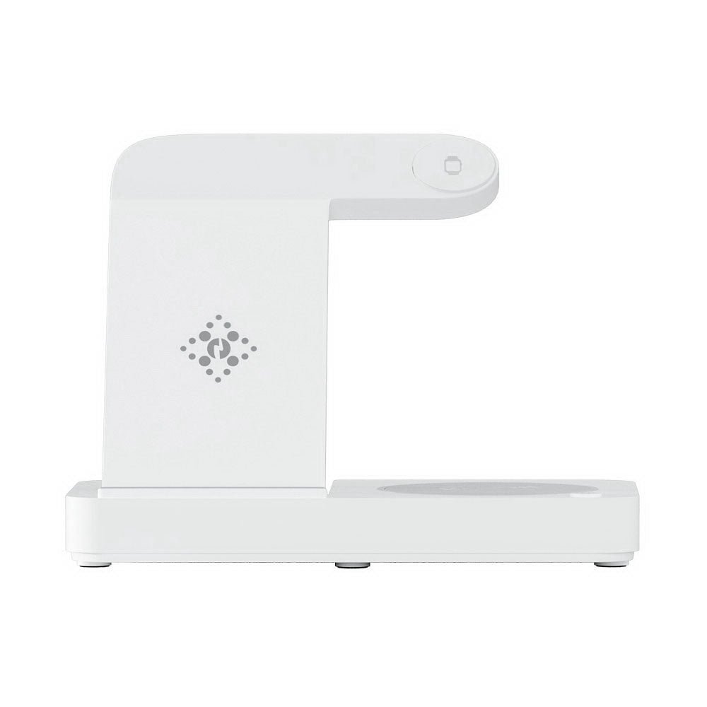 Devanti 4-in-1 Wireless Charging Dock – Fast Charger for Phone, Watch, Earbuds & Stylus – White"